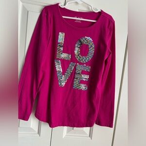 Place Long Sleeved Rainbow Sequin Love Graphic Tee Shirt Size 7 GUC